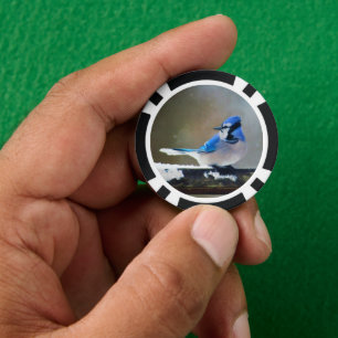 Blue Jay Painting - Original Bird Art Poker Chips