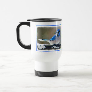 Blue Jay Painting - Original Bird Art Travel Mug