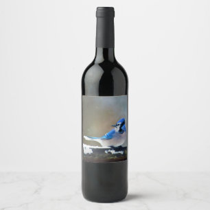 Blue Jay Painting - Original Bird Art Wine Label