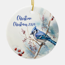Blue jay Personalised Christmas Ornament