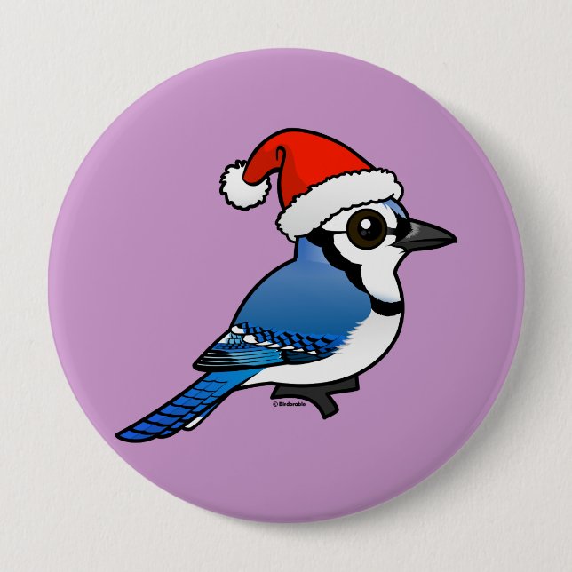 Blue Jay Santa 10 Cm Round Badge (Front)