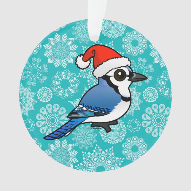 Blue Jay Santa Ornament (Front)