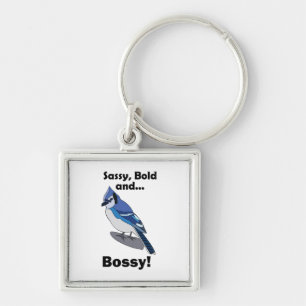 Blue Jay Sassy Bold Bossy Bird Party Favour Key Ring