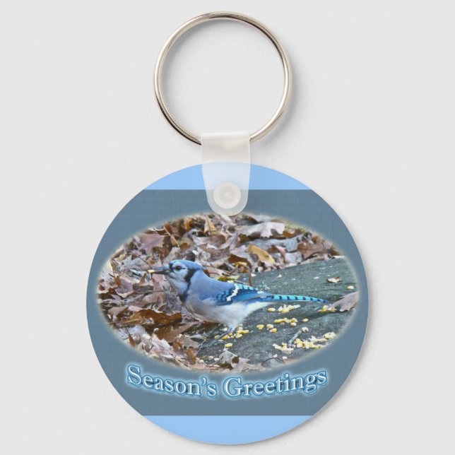 Blue Jay Season's Greetings Series Key Ring (Front)