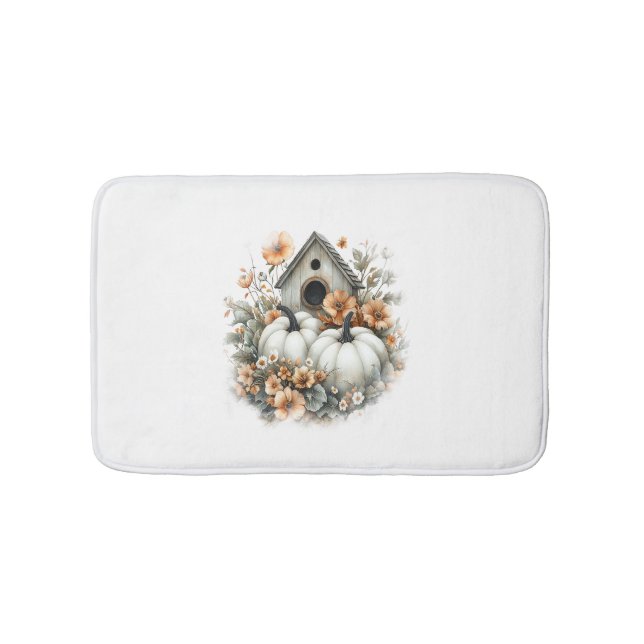 Blue Jay Shirt Country Pumpkin Bath Mat (Front)