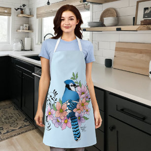 Blue Jay Spring Flowers Apron