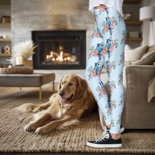 Blue Jay Spring Flowers Leggings