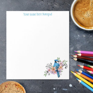 Blue Jay Spring Flowers Notepad
