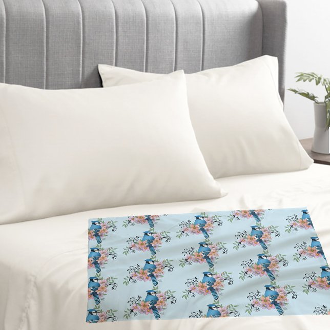 Blue Jay Spring Flowers Pillowcase (Creator Uploaded)