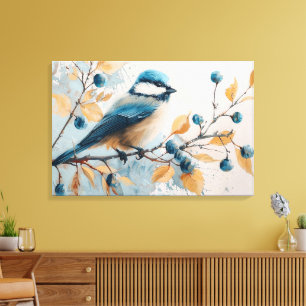 Blue Jay Watercolor Art Canvas Print