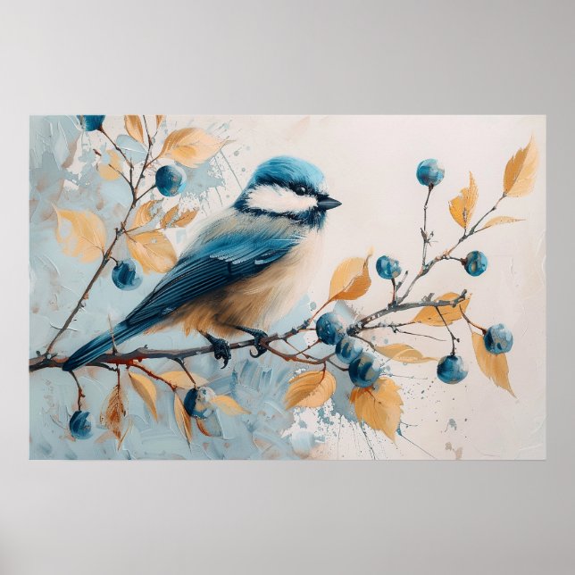 Blue Jay Watercolor Art Poster (Front)