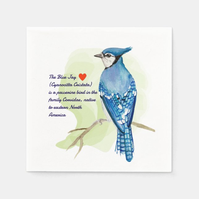 Blue jay watercolor painting napkin (Front)