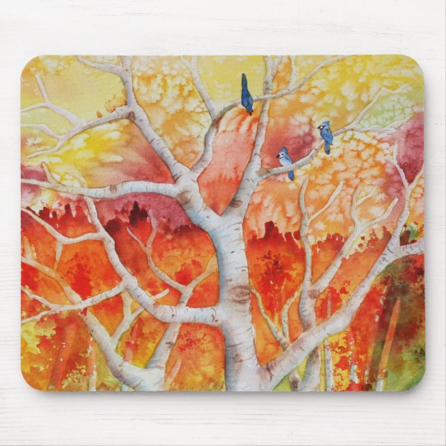 Blue jays in Autumn Mouse Mat (Front)