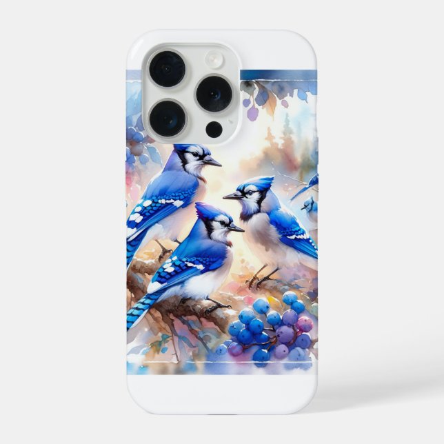 Blue Jays in Harmony AREF11507 - Watercolor iPhone Case (Back)