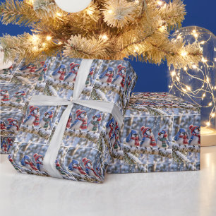 Blue Jays on a Winter Tree Branch Wrapping Paper