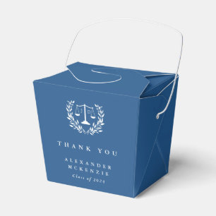 Blue JD Law Scales+Laurel Graduation Favour Box