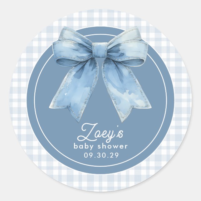 Blue Jean Baby Baby Shower Classic Round Sticker (Front)