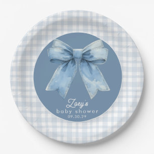 Blue Jean Baby Boy Baby Shower Gingham  Paper Plat Plate