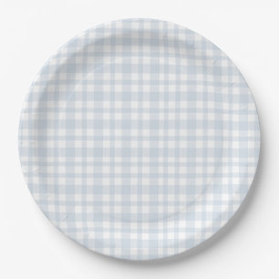 Blue Jean Baby Boy Baby Shower Gingham  Paper Plate