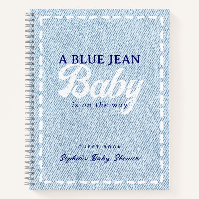 Blue Jean Baby Boy Baby Shower Guest Book (Front)