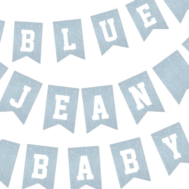 Blue Jean Baby Denim Baby Shower Bunting (blue jean baby boy's baby shower denim)