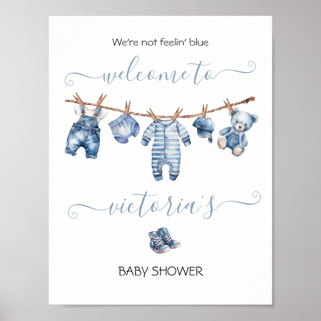 Blue Jean Baby Denim Baby Shower Clothesline Poster (Front)