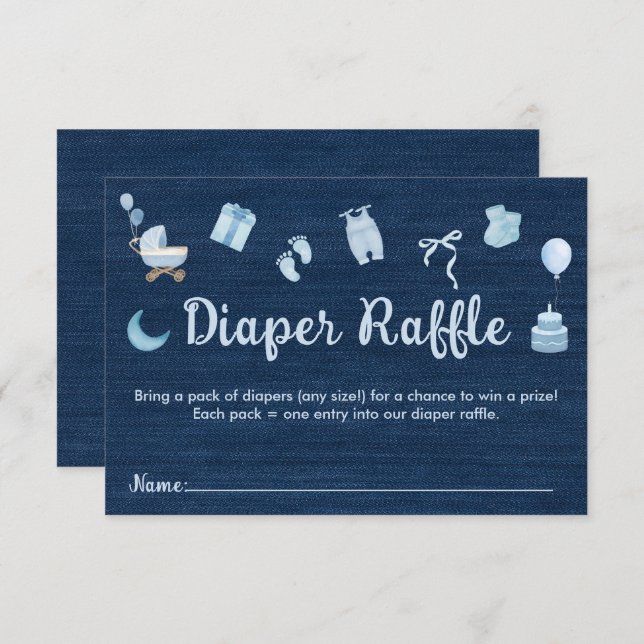 Blue Jean Baby Denim Baby Shower Diaper Raffle Enclosure Card (Front/Back)