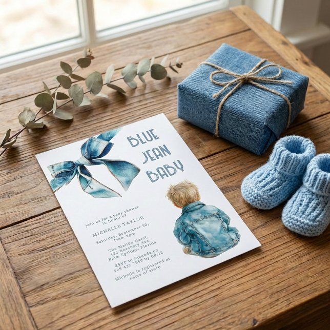 Blue Jean Baby Denim Baby Shower Invitation (Creator Uploaded)