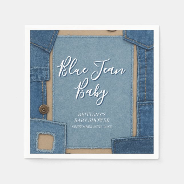 Blue Jean Baby Denim Baby Shower Napkin (Front)