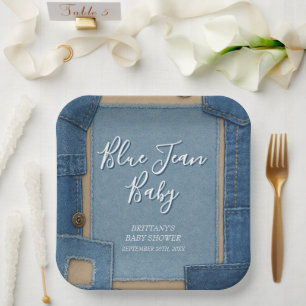 Blue Jean Baby Denim Baby Shower Paper Plate