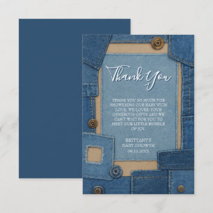 Blue Jean Baby Denim Baby Shower Thank You Card