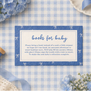 Blue Jean Baby Denim Bow Books for Baby Shower Card