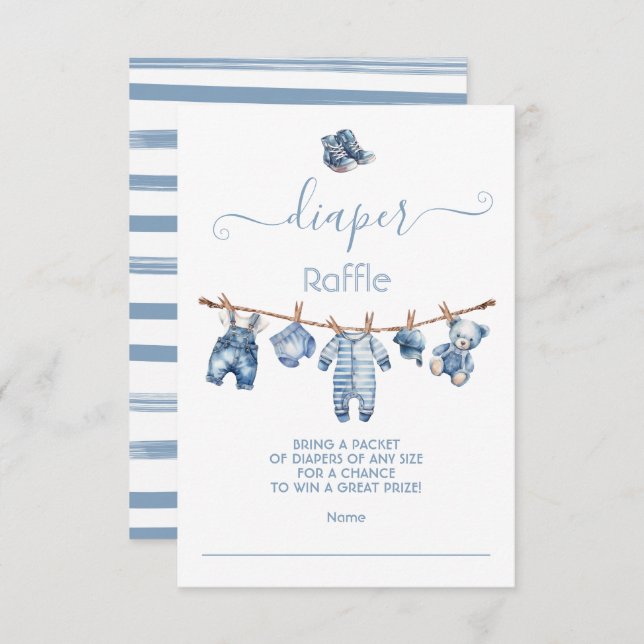 Blue Jean Baby Denim Diaper Raffle Invitation (Front/Back)