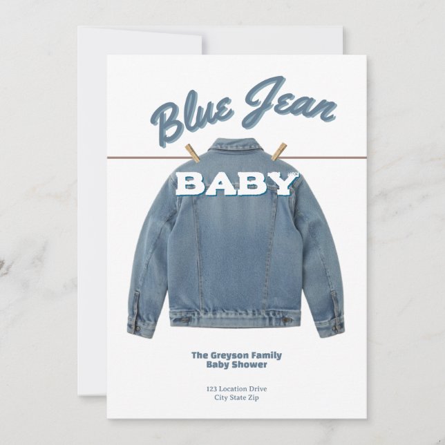 Blue Jean Baby - Denim Shower Custom Invitation (Front)