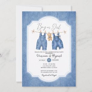 Blue Jean Baby Gender Reveal Invitation