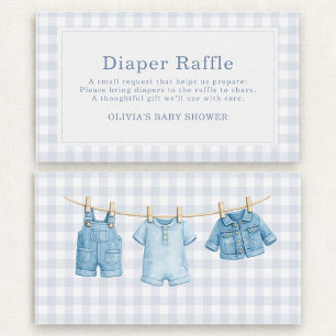 Blue Jean Baby Gingham Diaper Raffle Baby Shower Enclosure Card
