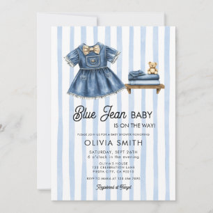 Blue Jean Baby Girl Denim Baby Shower Invitation