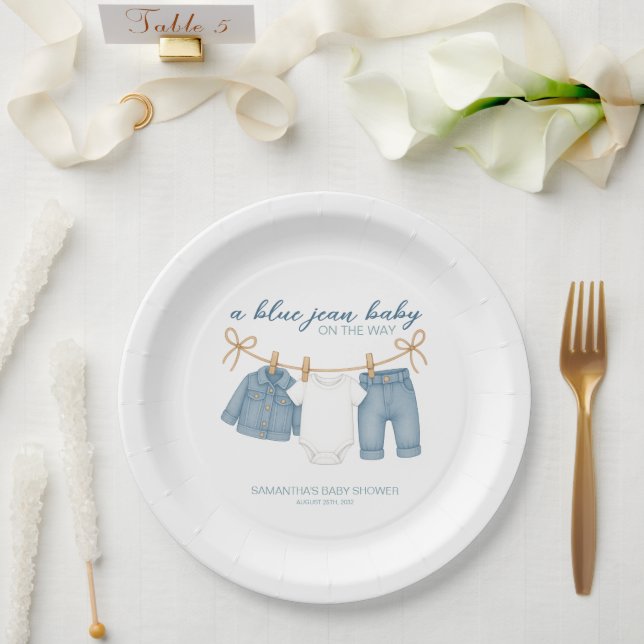 Blue Jean Baby On The Way Baby Shower  Paper Plate (Wedding)