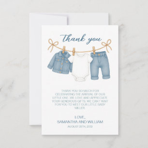 Blue Jean Baby On The Way Baby Shower  Thank You Card