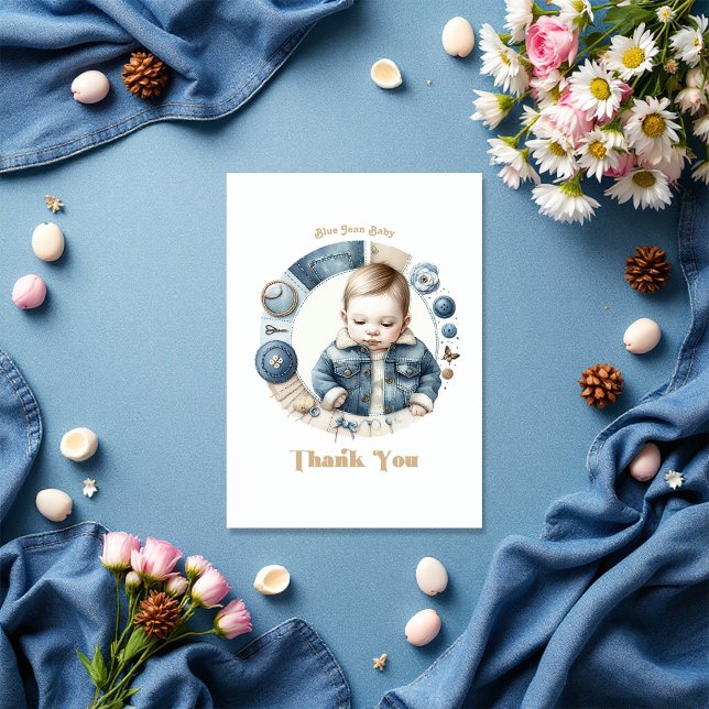 Blue Jean Baby Rustic Denim Thank You Card (Blue Jean Baby Rustic Denim Thank You Card)