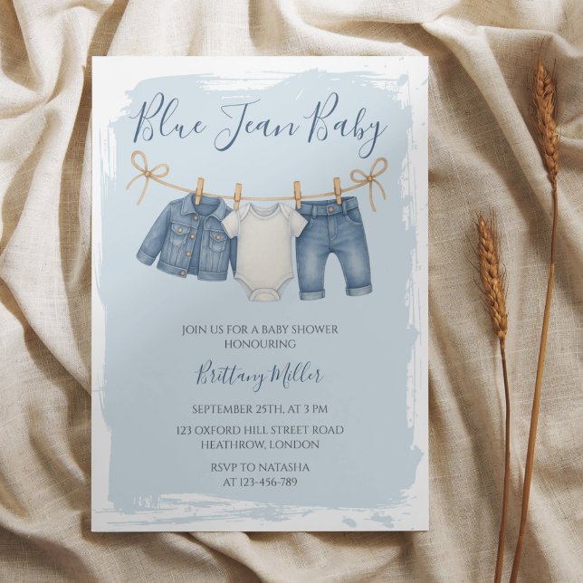 Blue Jean Baby Shower Baby Outfit  Invitation (Creator Uploaded)