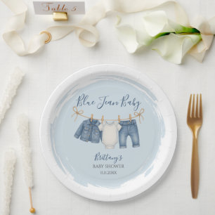 Blue Jean Baby Shower Baby Outfit  Paper Plate