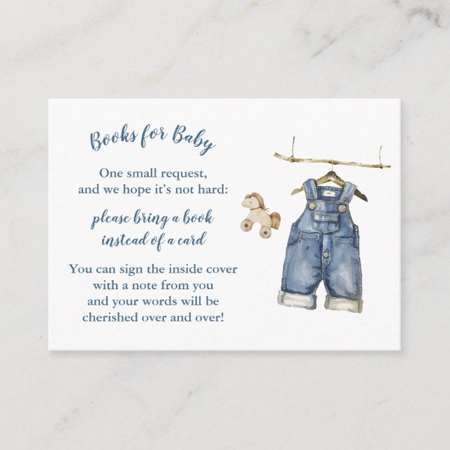 Blue Jean Baby Shower Books for Baby Card (Front)
