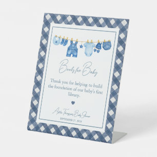 Blue Jean Baby Shower Books for Baby Pedestal Sign