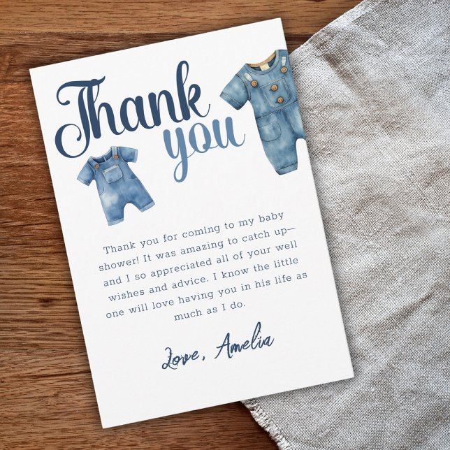  Blue Jean Baby Shower Boy Denim  Thank You Card (Creator Uploaded)