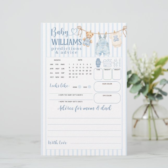 Blue Jean Baby Shower Boy Prediction Game (Standing Front)