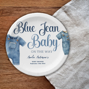  Blue Jean Baby Shower Denim Boy Paper Plate