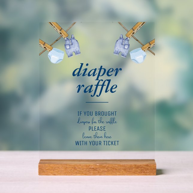 Blue Jean Baby Shower | Diaper Raffle Tabletop Acrylic Sign (Neutral)
