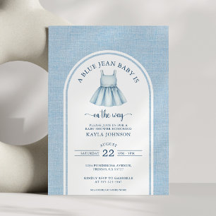Blue Jean Baby Shower Elegant Arch Girl Invitation