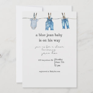 Blue Jean Baby Shower Invitation